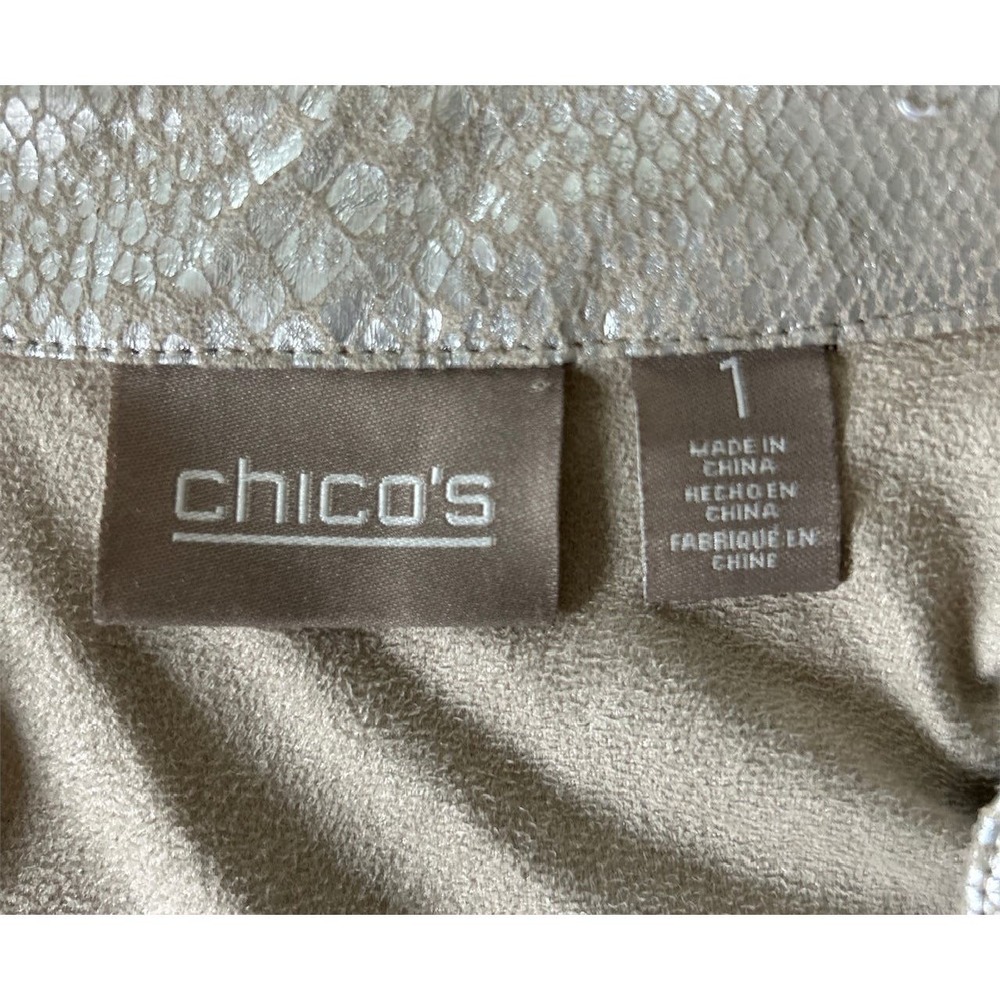 Chico’s Women’s Size Medium Silver‎ Snake Print Open Front Cardigan Jacket - Picture 6 of 8